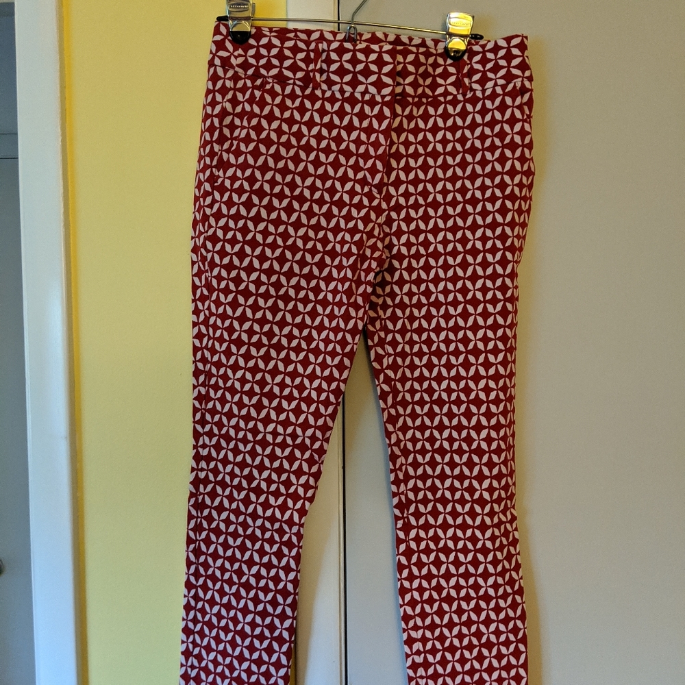Skinny Ann Taylor Loft Red and White Pants